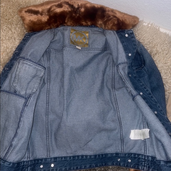 Michael Kors Faux Fur Trim Denim Jacket - Picture 11 of 13